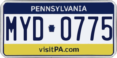 PA license plate MYD0775