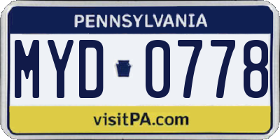 PA license plate MYD0778