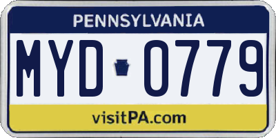 PA license plate MYD0779