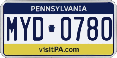 PA license plate MYD0780