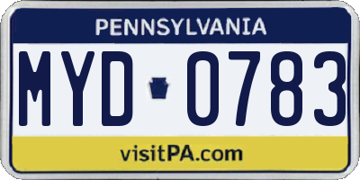 PA license plate MYD0783