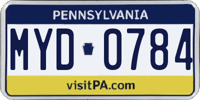 PA license plate MYD0784