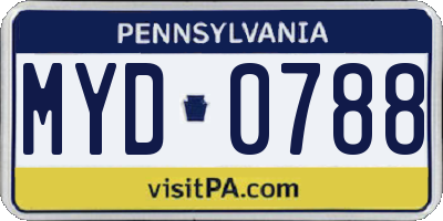 PA license plate MYD0788