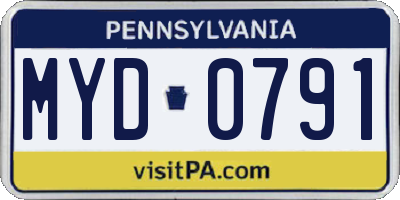 PA license plate MYD0791