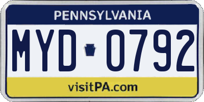 PA license plate MYD0792