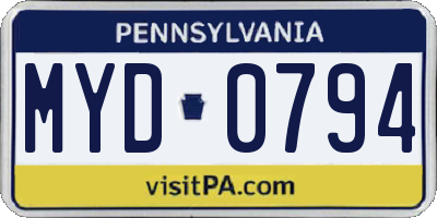 PA license plate MYD0794