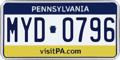 PA license plate MYD0796