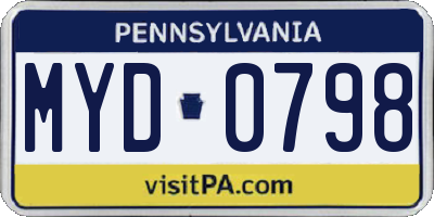 PA license plate MYD0798