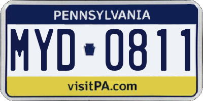 PA license plate MYD0811