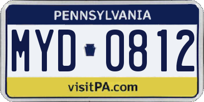 PA license plate MYD0812