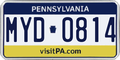 PA license plate MYD0814