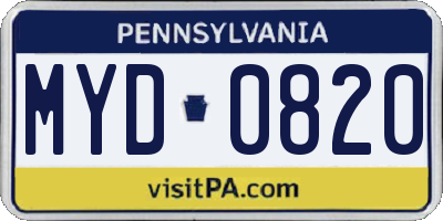 PA license plate MYD0820