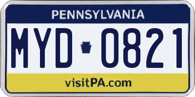 PA license plate MYD0821
