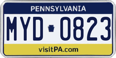PA license plate MYD0823
