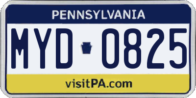 PA license plate MYD0825