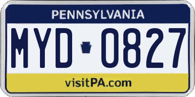 PA license plate MYD0827