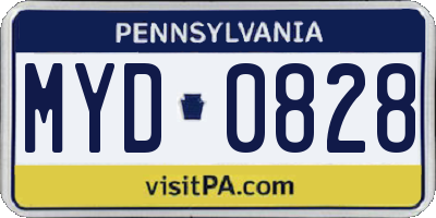 PA license plate MYD0828