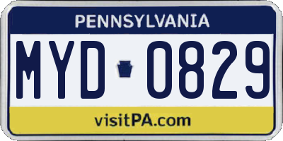 PA license plate MYD0829