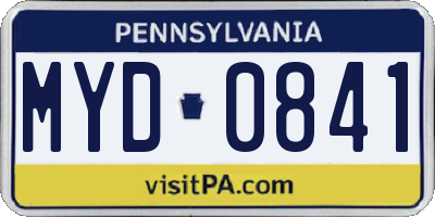 PA license plate MYD0841