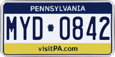 PA license plate MYD0842