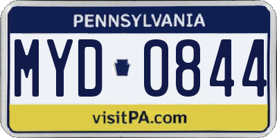 PA license plate MYD0844