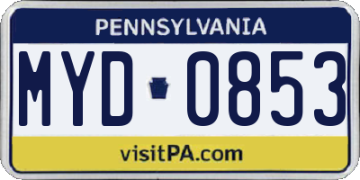 PA license plate MYD0853