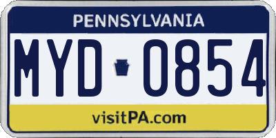 PA license plate MYD0854