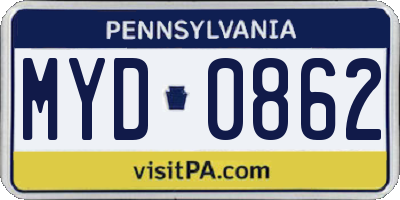 PA license plate MYD0862