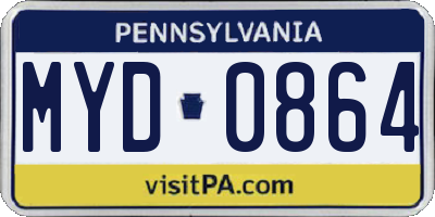PA license plate MYD0864