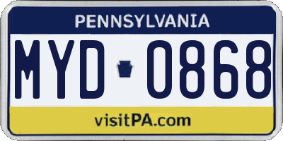 PA license plate MYD0868