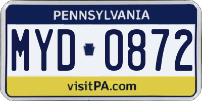PA license plate MYD0872