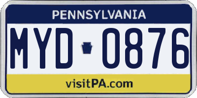 PA license plate MYD0876