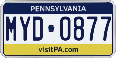 PA license plate MYD0877