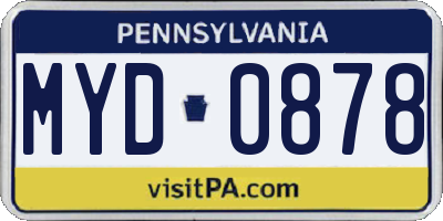 PA license plate MYD0878