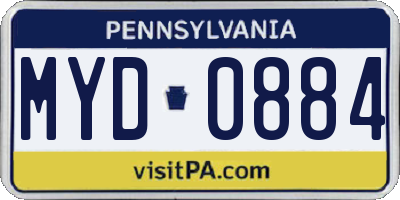 PA license plate MYD0884