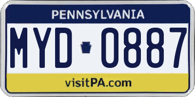PA license plate MYD0887