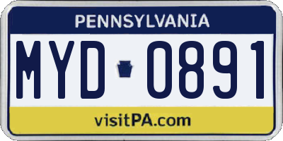 PA license plate MYD0891