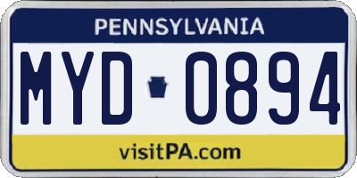 PA license plate MYD0894
