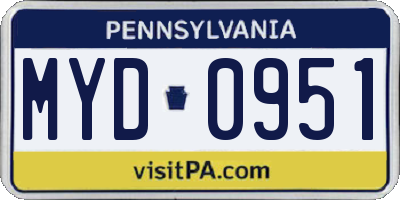 PA license plate MYD0951