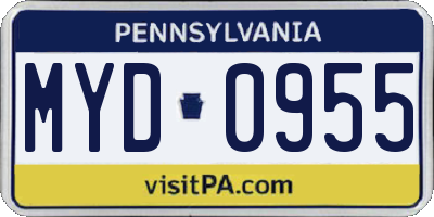 PA license plate MYD0955