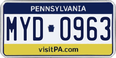 PA license plate MYD0963