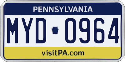 PA license plate MYD0964