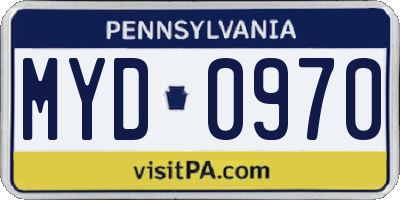 PA license plate MYD0970