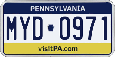 PA license plate MYD0971