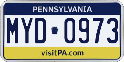 PA license plate MYD0973