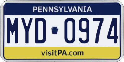 PA license plate MYD0974