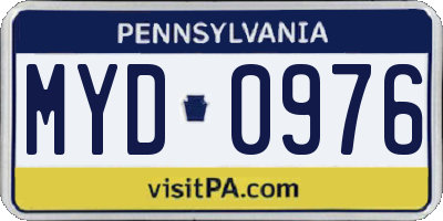 PA license plate MYD0976
