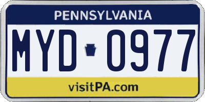 PA license plate MYD0977