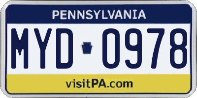 PA license plate MYD0978