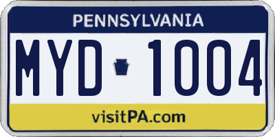 PA license plate MYD1004